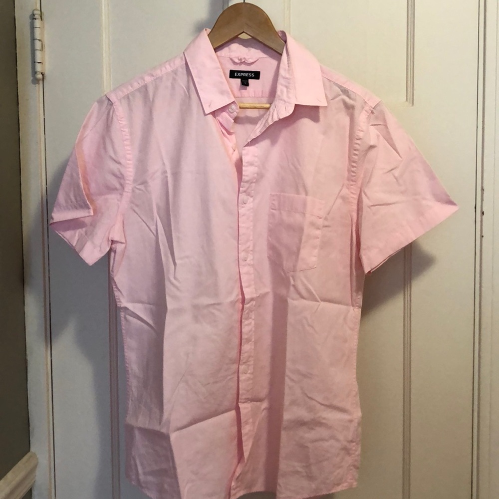 Pink Men’s Express Short Sleeve Button Up